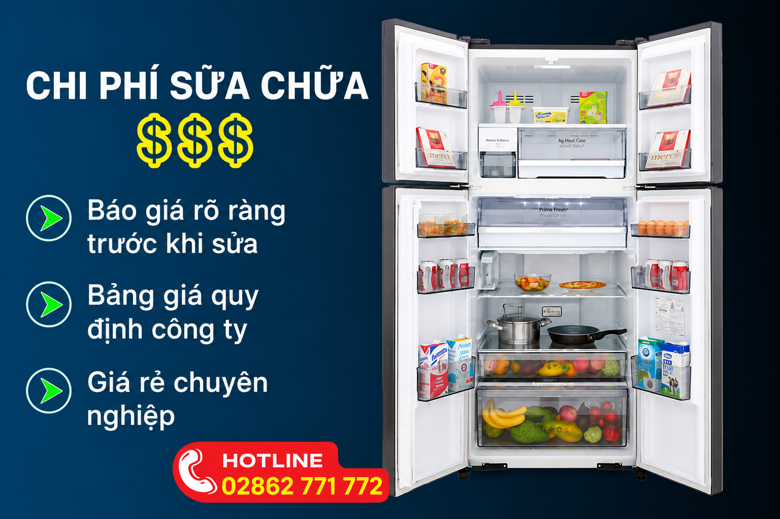 bảng giá sửa tủ lạnh Panasonic